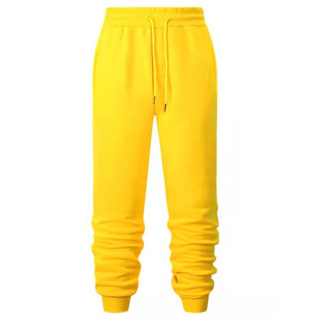 Innerwin Trousers Drawstring Men Bottoms Sport High Waisted Casual Pants Yellow L