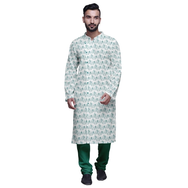 Atasi Kurta Pyjama de Fête pour Hommes Col Mandarin Manches Longues Kurta Pyjama Ethnique