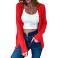 thumbnail image 1 of aohooy Women Button Cardigan Knitted V-Neck Soft Cardigans Solid Open Front Long Sleeve Sweaters Red,XXXL, 1 of 9