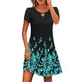 thumbnail image 1 of Robes d'Été Grande Taille pour Femmes 2024 Robe Décontractée Imprimée Sans Manches Col en V Ensemble Haut/chemise Économisez jusqu'à 65 %!, 1 of 4