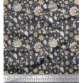 thumbnail image 1 of Soimoi Velvet Fabric Leaves & Floral Block Decor Fabric Printed Yard 58 Inch Wide, 1 of 3