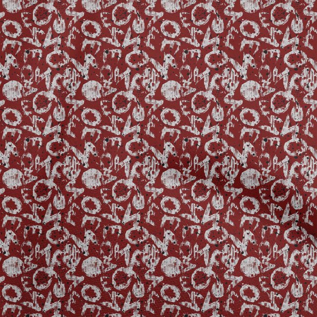oneOone Georgette Viscose Tissu Rouge Abstractions Matière de Robe Tissu Imprimé Tissu au Yard 42 Pouces de Large