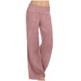 thumbnail image 1 of Pink Trousers Pants for Women Fall Summer Loose Fit Brunch Ruched High Leg Flare Bell Bottom Straight Leg Basic Long Boot Cut Leg Trousers Pants Ladies 2025 Clothes 3XL, 1 of 6