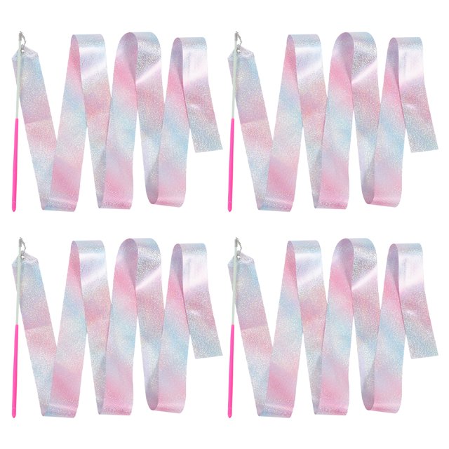 4pcs Sparkling Dance Ribbons Kids Dance Wands Gymnastics Dance Streamers 4m