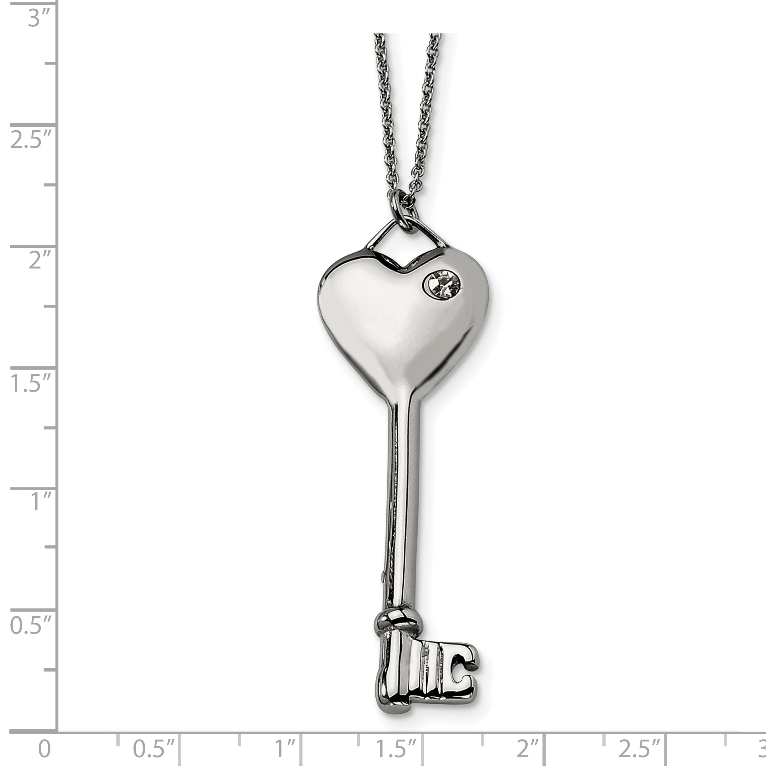 Heart IN KEY Pendant チェーン付き 真鍮 Stainless Steel Heart with CZ Key Pendant Necklace 20in - Walmart.ca