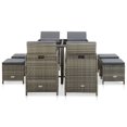 thumbnail image 2 of vidaXL 9 Piece Outdoor Dining Set with Cushions Poly Rattan Grey, 2 of 5