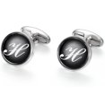 thumbnail image 2 of kurtrusly 1 Pair Men's Letter Cufflink Wedding Formal Initial Alphabet Stainless Steel Cufflink, Letter H, 2 of 7