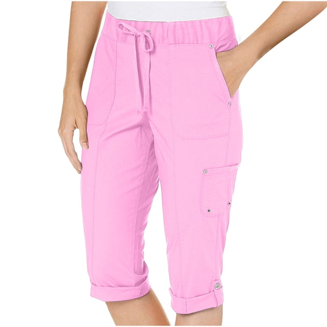 Yanlir Pantalon de Travail Mode pour Femme à Multiples Poches, Léger, Randonnée, Jogging, Plein Air, Pantalon de Rue pour Voyage, Sports et Actif (Rose, P)