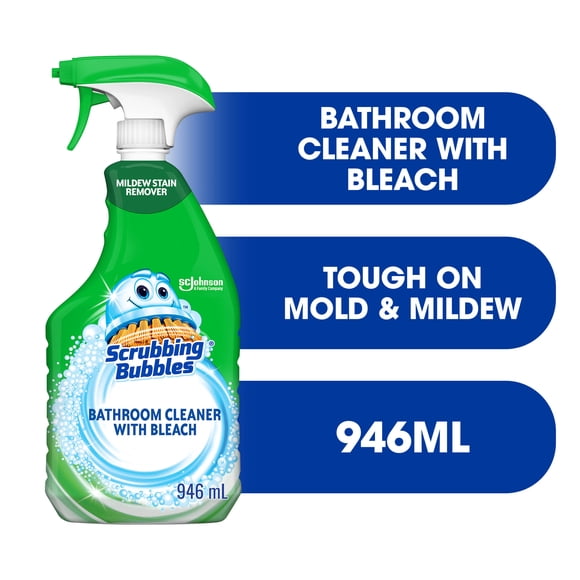 Scrubbing Bubbles Nettoyant pour salle de bain avec javellisant, Attaque les taches de moisissure dans les baignoires, sur les murs de douche et bien plus, 946 mL