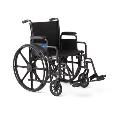 Medline 20" Wide K1 Basic Nylon Wheelchair with Swing-Back Desk-Length Arms and Swing-Away Leg Rests
