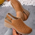 thumbnail image 4 of WLOELOEW Brown Platform Sandals For Women Hollow Out Design Adjustable Strap Pu Material Foot Length 9.06 Inches Us Size 5.5, 4 of 6