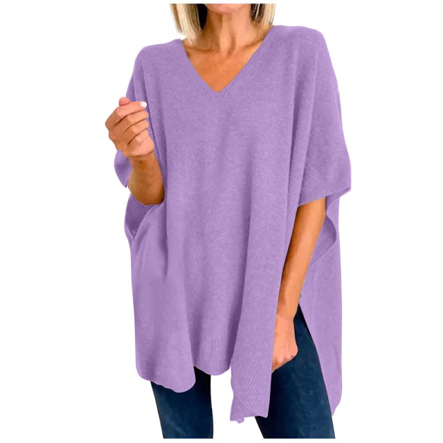 Birdeem Manteau Tricoté à Manches pour Femmes Chandail Col en V Ample Mode
