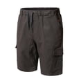 thumbnail image 3 of Mens Shorts Casual Solid Color Pocket High Waist Drawstring Knee Length Shorts Pants with Multi Pockets, 3 of 5
