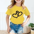 thumbnail image 2 of PMVFHDE T-Shirts Fille T-Shirt Enfant Filles Mignon Graphique Col Rond Manches Courtes Tee Été Décontracté T-Shirt Jaune, 9-10 Ans, 2 of 5