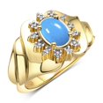 thumbnail image 3 of RYLOS Rings for Women 14K Yellow Gold Ring with Oval 7X5MM Gemstone &  Sparkling Diamonds December Turquoise Jewelry Size 5, 3 of 7