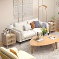 thumbnail image 4 of Costway 2 PCS Nightstand End Bedside Table with 2 Rattan Drawers & Solid Wood Legs White Natural, 4 of 10