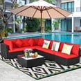 thumbnail image 4 of Patiojoy 7-Piece Patio PE Rattan Sectional Sofa Furniture Set Wicker Sofa Conversation Set Red, 4 of 7