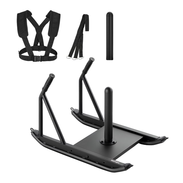 VEVOR Weight Sled, Steel Power Sled, Fitness Strength Training Sleds for Athletic Exercise Speed Improvement, Workout Fitness Equipment with Handle, Compatible with 1/2 in Weight Plates, Black