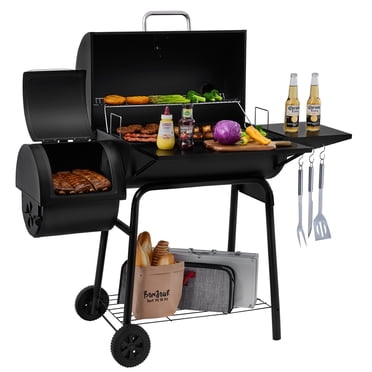 Royal Gourmet Gril au Charbon avec Fumoir Déporté, 811 Pouces Carrés, Cuisson Extérieure, Noir