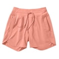 thumbnail image 4 of Yammkia Shorts Taille Haute Femme Shorts de Course Tissés à Taille Froncée Coupe Régulière pour Femmes avec Poche (Rouge Melon D\'eau, TTG), 4 of 4