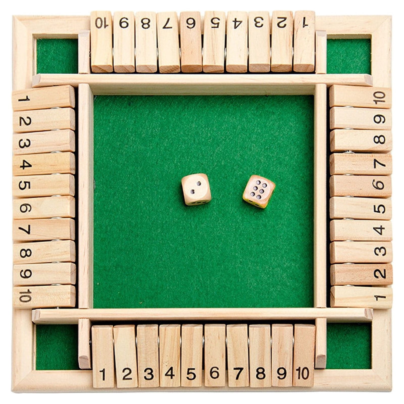 Binwennn Shut The Wooden Mathematic Traditional Pub Board Dice Game Travel 4 Players Focus Factor for Kids Activities Fractiles-7 Handheld Games for Toddlers 3-5 Body Awareness Game Family Finger