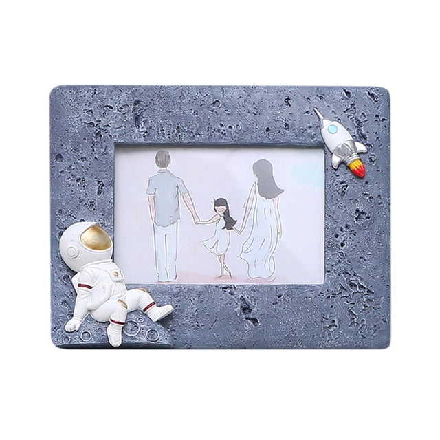 Family Photo Frame With Astronaut Figurine Table Decor For Birthday Party 8 in x 10 in
