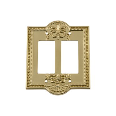 Nostalgic Warehouse 720074 Meadows Switch Plate with Double Rocker, Unlacquered Brass