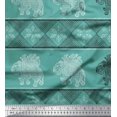 thumbnail image 1 of Soimoi Polyester Crepe Fabric Floral & Elephant Block Print Fabric by Yard 42 Inch Wide, 1 of 3