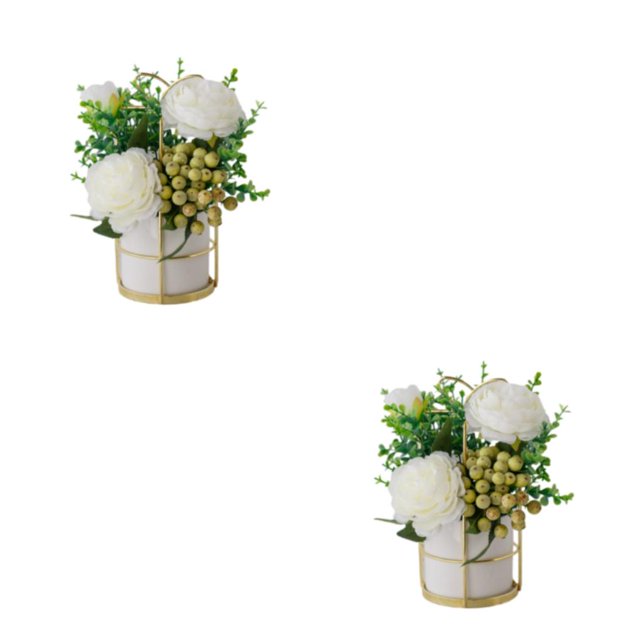 kurtrusly Artificial Flowers With Vase Add Of Color And Style To Any Room Indoor Pinellia white 2Set