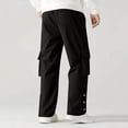 thumbnail image 4 of Lovzfmll Men's Solid Color Slit Hem Cargo Sweatpants, Elastic Drawstring Waist, Straight-Leg for Modern Style Black, 3XL, 4 of 5