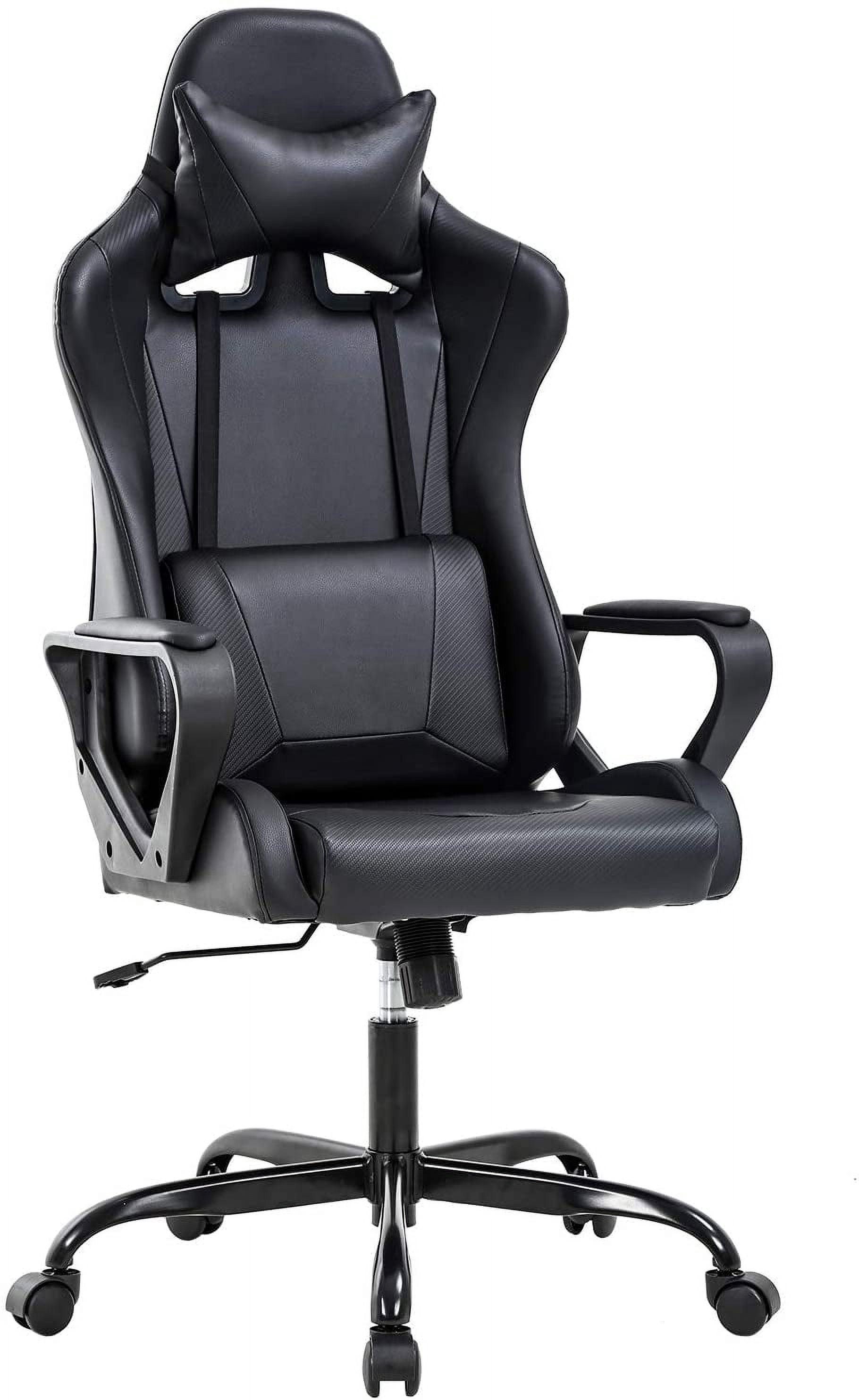BestOffice Ergonomic Gaming Chair – Racing Style, Lumbar Support, Swivel Rolling, Padded Seat for Home or Desk, Black