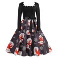 thumbnail image 1 of Pompotops Robe Taille Haute à Manches Longues pour Femmes à Encolure Carrée avec Imprimé de Noël en Solde, 1 of 7