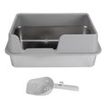 thumbnail image 2 of Stainless Steel Cat Litter Box, Side Entry Design Enclosed High Wall, Easy to Clean, Anti Shedding, Non Sticky, Anti Leakage Kitty Litter Box with Scoop, for Cats, Rabbits, Ferrets, 2 of 7