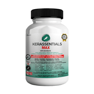 GREENVIFY Kerassentials Max - Cheveux, peau & Supplément d'appui aux ongles : Biotine, calcium, magnésium, folate & Mélange à base de plantes Formule Premium 60 Gélules, véganes & Sans gluten