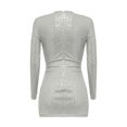 thumbnail image 4 of FcBaudy Robe à Manches Longues à Col en V, Robes d'Été pour Femmes, Robes pour Femmes Robes Décontractées à Col Ample Unies à Manches Longues Robe Confortable Robe pour Femme, 4 of 5