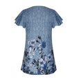 thumbnail image 4 of drppepioner Mode Femme Manches Courtes Col Rond Rétro Imprimé Hauts Amples Blouse, 4 of 5