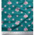 thumbnail image 1 of Soimoi Poly Georgette Tissu Triangle, Feuilles & Rose Imprimé Floral Tissu 1 Yard 52 Inch Wide, 1 of 3