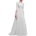 thumbnail image 4 of Robe Longue Élégante en Mousseline pour Femme, Robe de Soirée Formelle (Blanc P), 4 of 8
