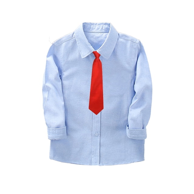 Nmmacb Chemise Habillée à Manches Longues pour Garçons, Col Boutonné, avec Cravate, 2-14 Ans