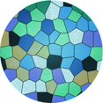 thumbnail image 1 of Ahgly Company Tapis Rond Lavable en Machine Intérieur Transitionnel Turquoise Vert, 7 Pieds Rond, 1 of 7