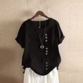 thumbnail image 1 of Shiusina Womens Casual Loose Button Linen Plus Size Daily Boho Tanic T-Shirt Blouse Tops Black, 1 of 4