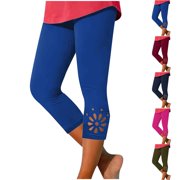 FNFYFH Clearance Womens Regular Fit Yoga Capri Leggings Standard Inseam,Blue