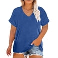 thumbnail image 1 of Birdeem Blouses for Women Womens Oversized V-Neck Short Sleeved Solid Color Summer Bottom T-Shirt, 1 of 1