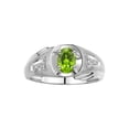 thumbnail image 1 of RYLOS Men's Rings Sterling Silver Rings Classic Designer Style 8X6MM Oval Gemstone & Diamond Ring Peridot August Birthstone Rings For Men Size 10, 1 of 7