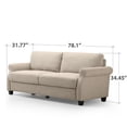 thumbnail image 2 of Zinus Josh Traditional Modern 3-Seater Upholstered Sofa Couch, Beige, 2 of 9