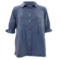thumbnail image 4 of Robe Chemise à Manches Lanternes 3/4 pour Femmes, Décontractée, Col à Revers, Boutonnée, Taille Haute, Ample, en Denim, 4 of 6