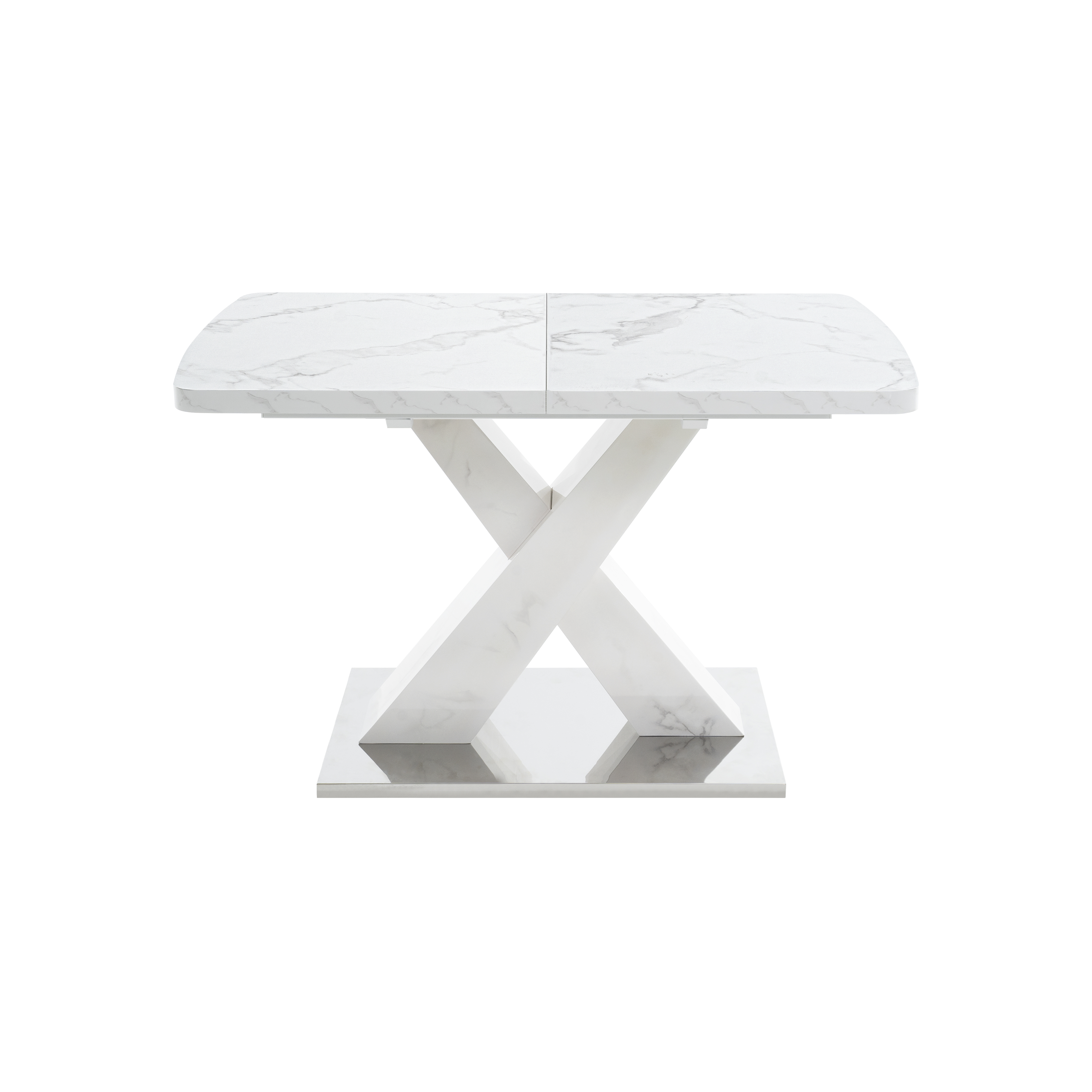 Homy Casa Extendable Marble Top Dining Table with Sturdy MDF X-Legs, Easy Assembly, Modern Design, Space-Saving, Perfect for Contemporary Kitchens and Dining Rooms
