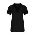thumbnail image 4 of Birdeem Mode Femmes Décontracté Uni Chandail à Enfiler Col en V Manches Courtes T-Shirt Hauts Blouse, 4 of 5