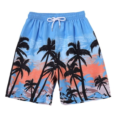 Gubotare Little Boy Swim Trunks Boys Swim Trunks with Compression Liner Quick Dry Swim Shorts, Boys Board Shorts Summer Bathing Suit for Kids Size 8-9 (Blue,8-9 Years)