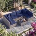 thumbnail image 4 of Patiojoy 7 Pcs Outdoor Patio Furniture Set All-Weather PE Rattan Sofa Set w/Coffee Table & Cushions Navy, 4 of 10